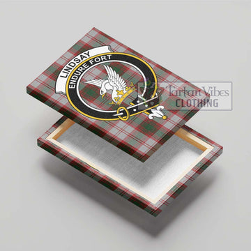 Lindsay Dress Red Tartan Canvas Print Wall Art with Family Crest