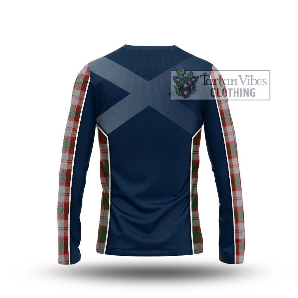 Lindsay Dress Red Tartan Long Sleeve T-Shirt with Family Crest and Lion Rampant Vibes Sport Style - Tartan Vibes Clothing