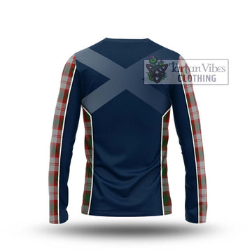 Lindsay Dress Red Tartan Long Sleeve T-Shirt with Family Crest and Lion Rampant Vibes Sport Style