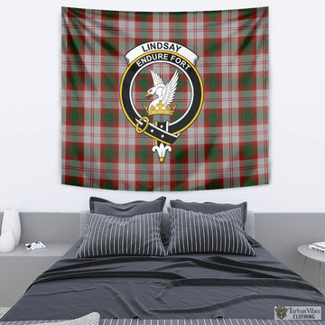 Lindsay Dress Red Tartan Tapestry Wall Hanging and Home Decor for Room with Family Crest