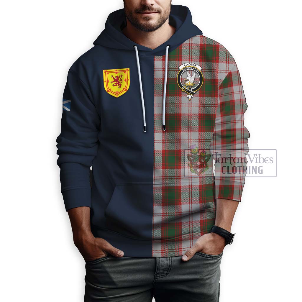 Tartan Vibes Clothing Lindsay Dress Red Tartan Hoodie with Scottish Lion Royal Arm Half Style