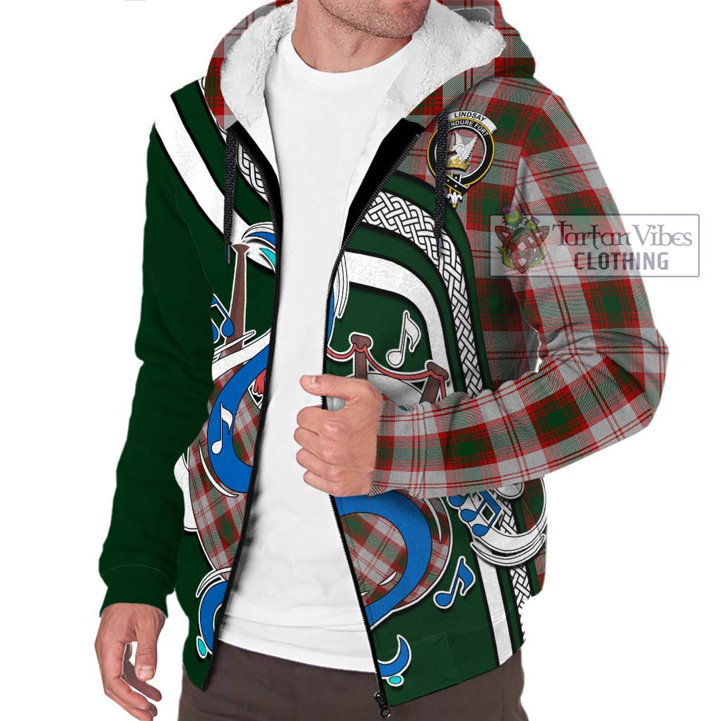 Lindsay Dress Red Tartan Sherpa Hoodie with Epic Bagpipe Style Unisex - Tartanvibesclothing Shop