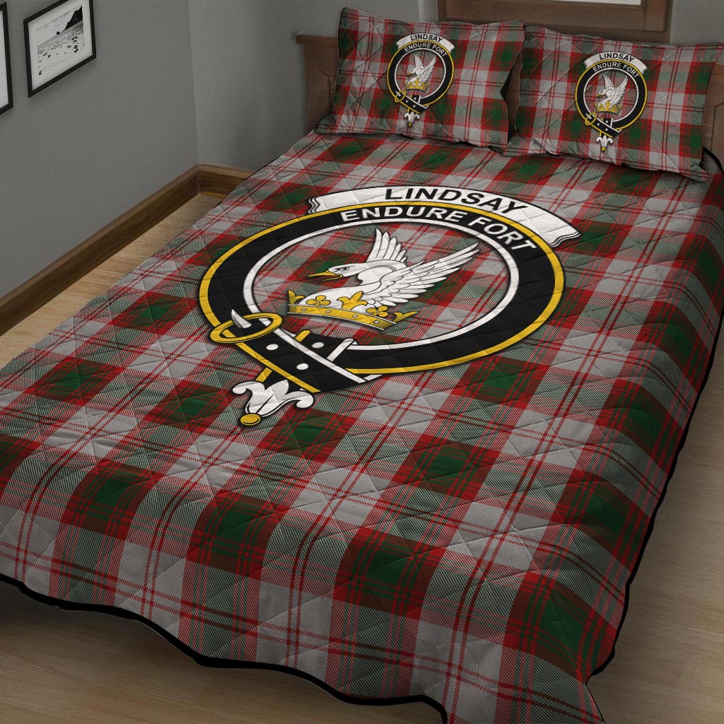 Lindsay Dress Red Tartan Quilt Bed Set with Family Crest - Tartan Vibes Clothing