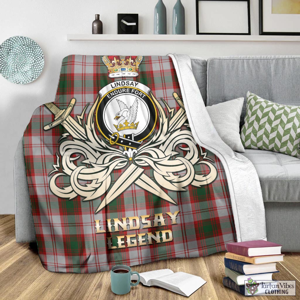 Tartan Vibes Clothing Lindsay Dress Red Tartan Blanket with Clan Crest and the Golden Sword of Courageous Legacy