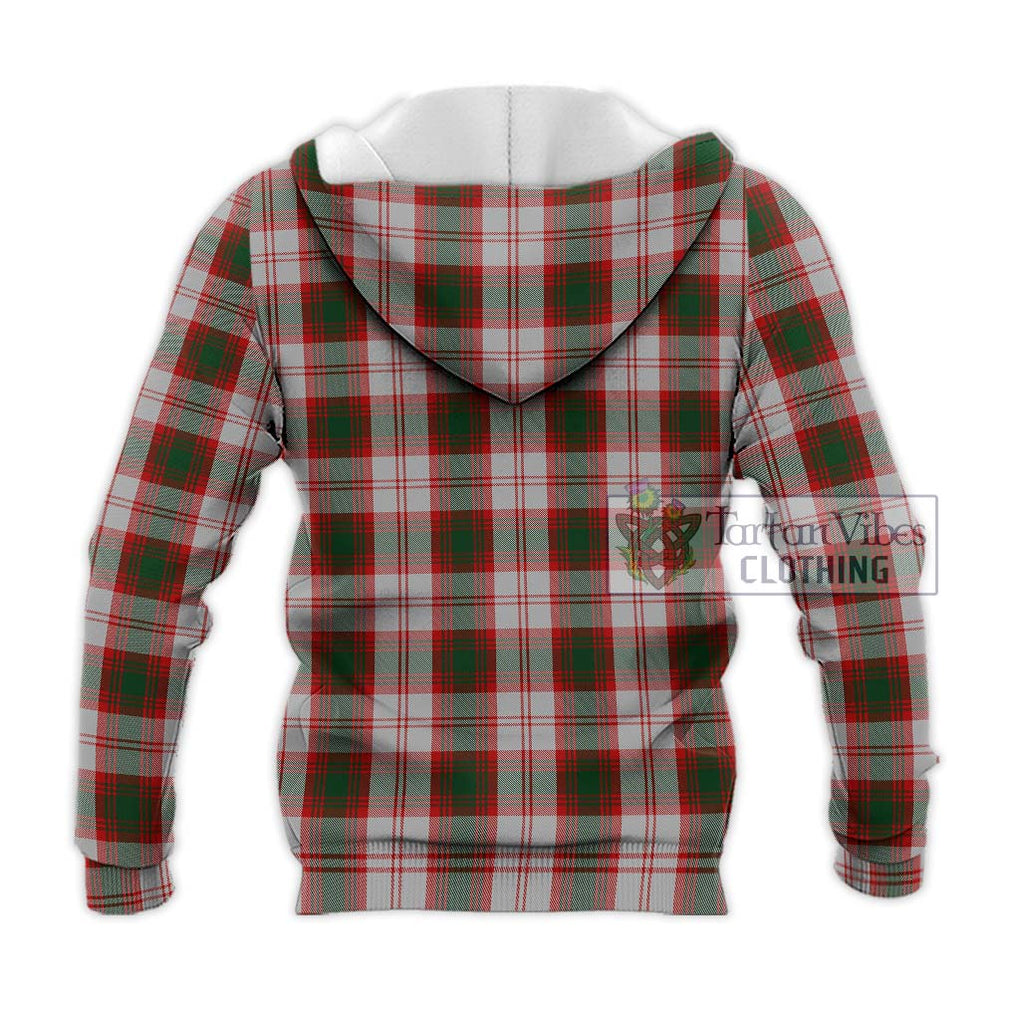 Lindsay Dress Red Tartan Knitted Hoodie with Family Crest DNA In Me Style - Tartanvibesclothing Shop