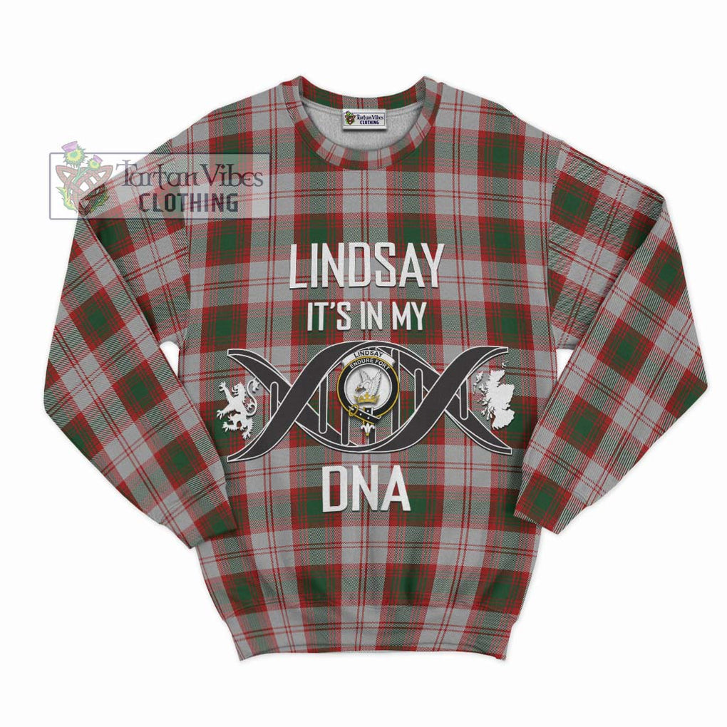 Lindsay Dress Red Tartan Sweatshirt with Family Crest DNA In Me Style - Tartanvibesclothing Shop