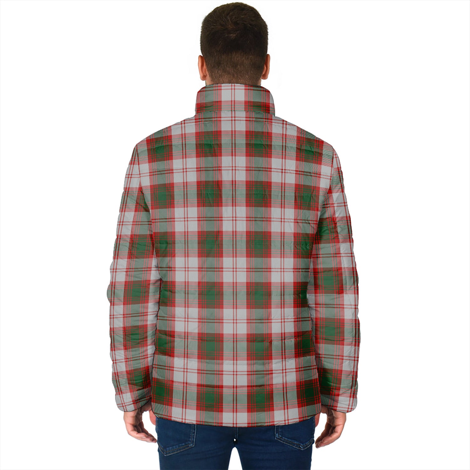 Lindsay Dress Red Tartan Padded Jacket with Family Crest - Tartan Vibes Clothing