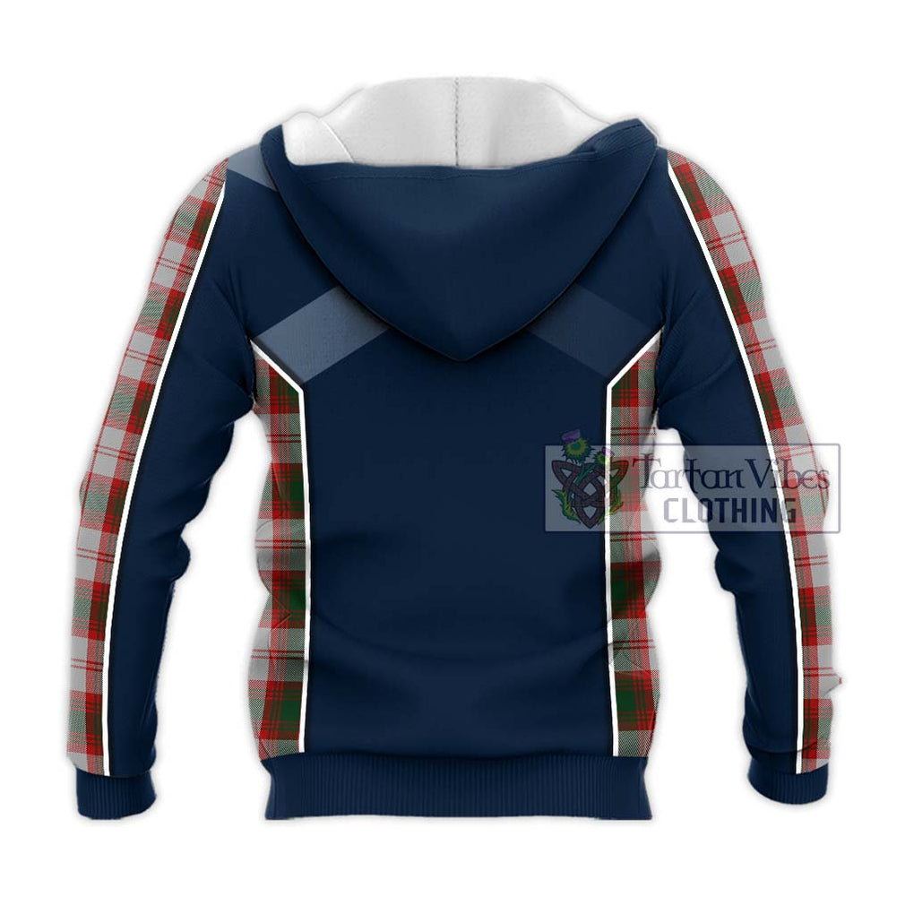 Lindsay Dress Red Tartan Knitted Hoodie with Family Crest and Lion Rampant Vibes Sport Style - Tartan Vibes Clothing