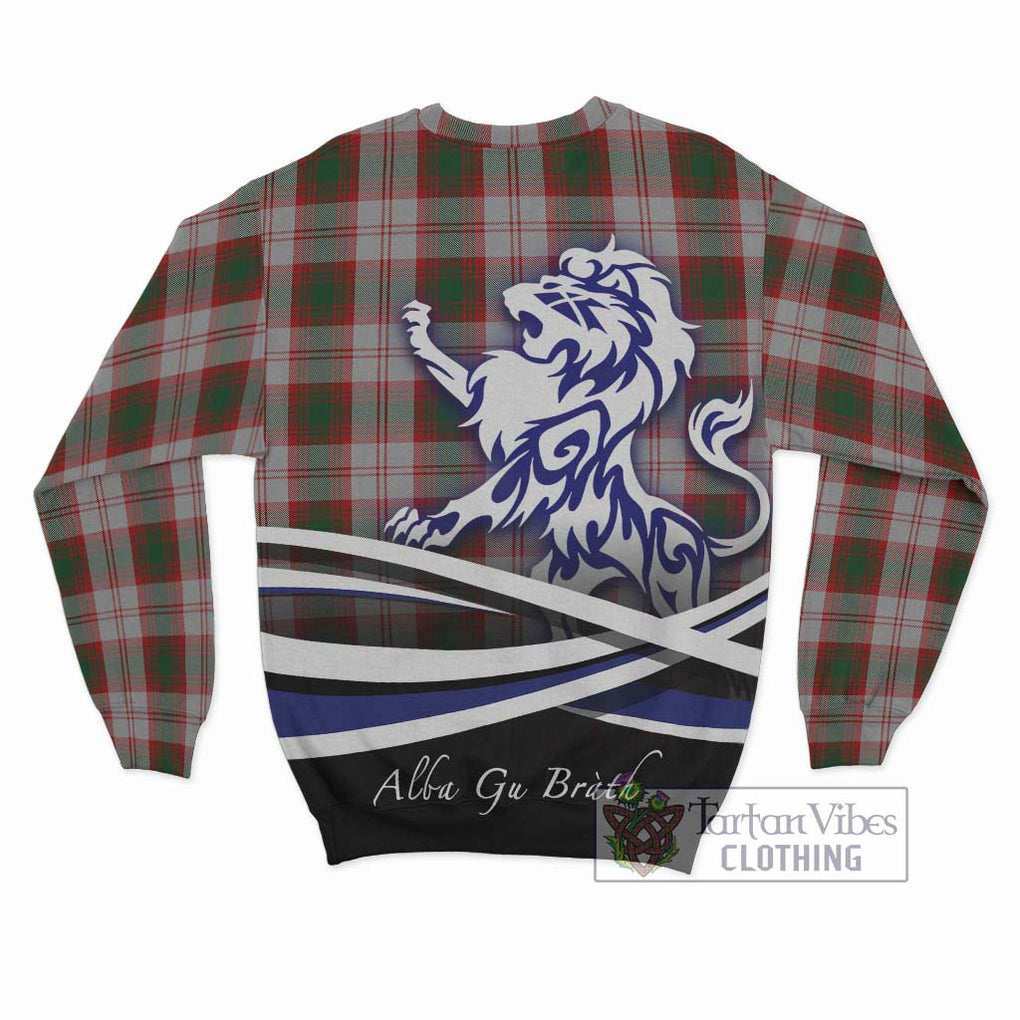 Lindsay Dress Red Tartan Sweatshirt with Alba Gu Brath Regal Lion Emblem - Tartanvibesclothing Shop