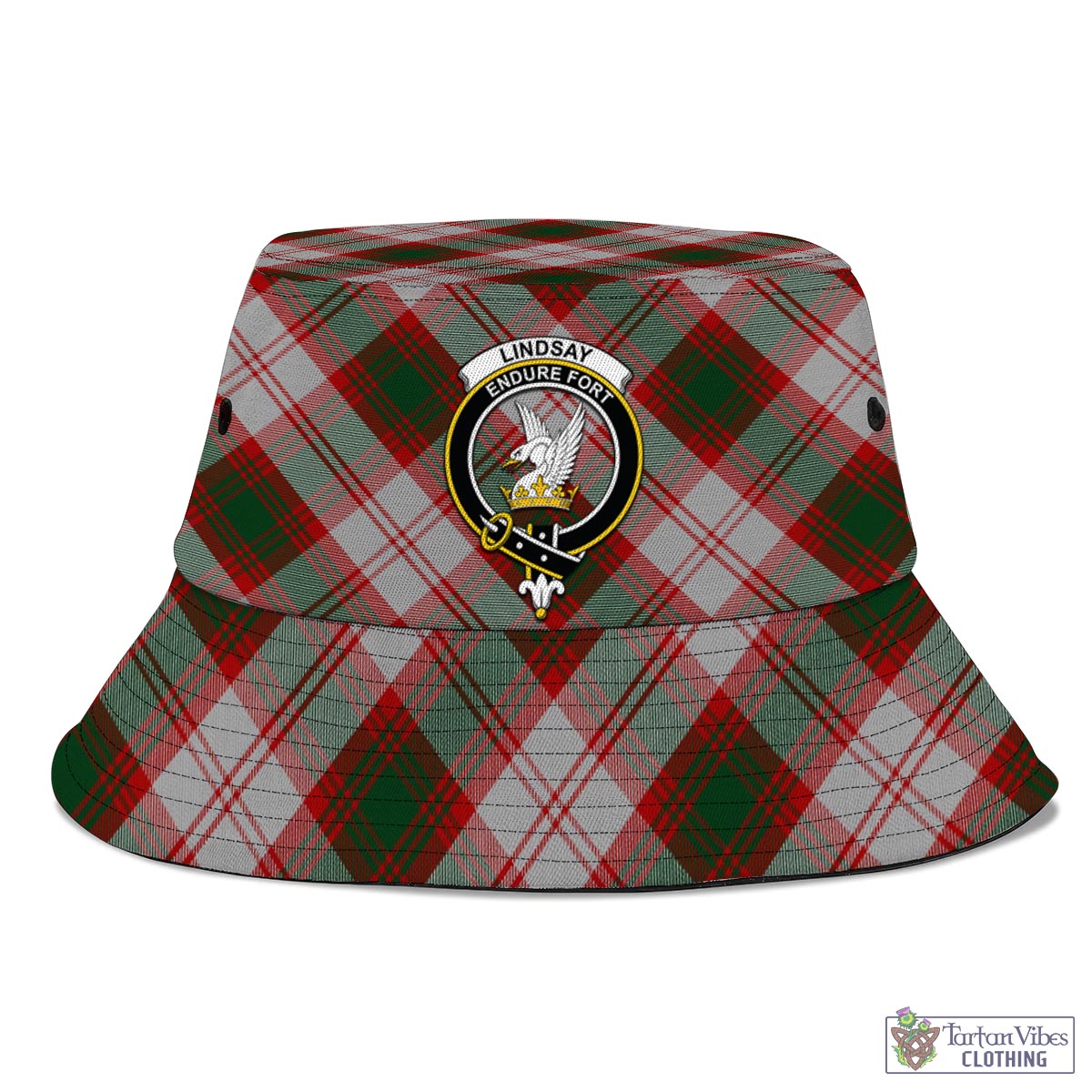 Tartan Vibes Clothing Lindsay Dress Red Tartan Bucket Hat with Family Crest