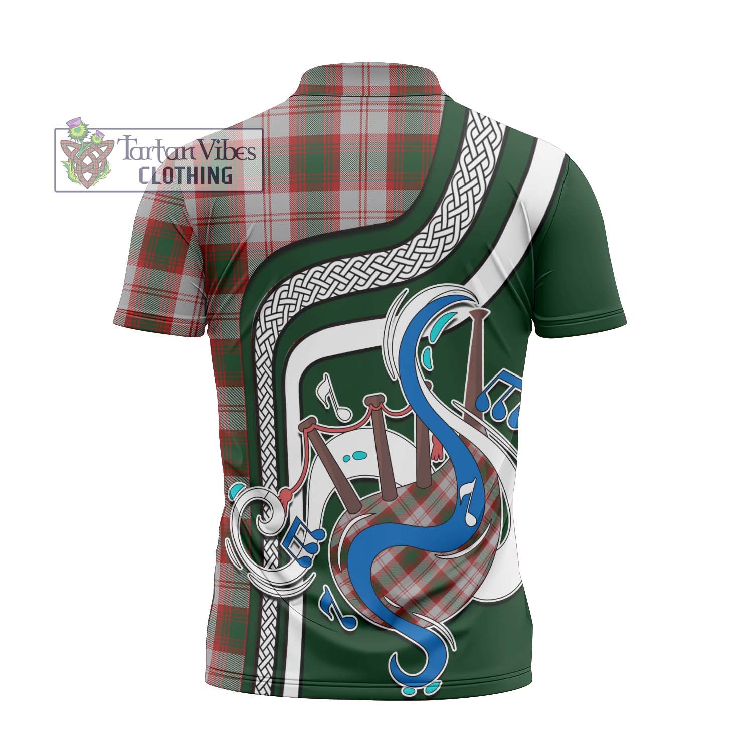 Tartan Vibes Clothing Lindsay Dress Red Tartan Zipper Polo Shirt with Epic Bagpipe Style