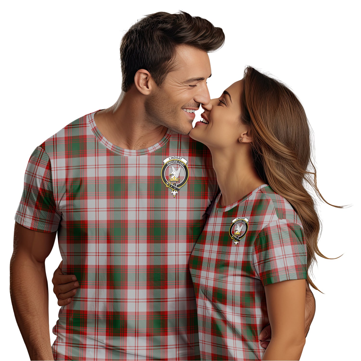 Lindsay Dress Red Tartan T-Shirt with Family Crest - Tartan Vibes Clothing