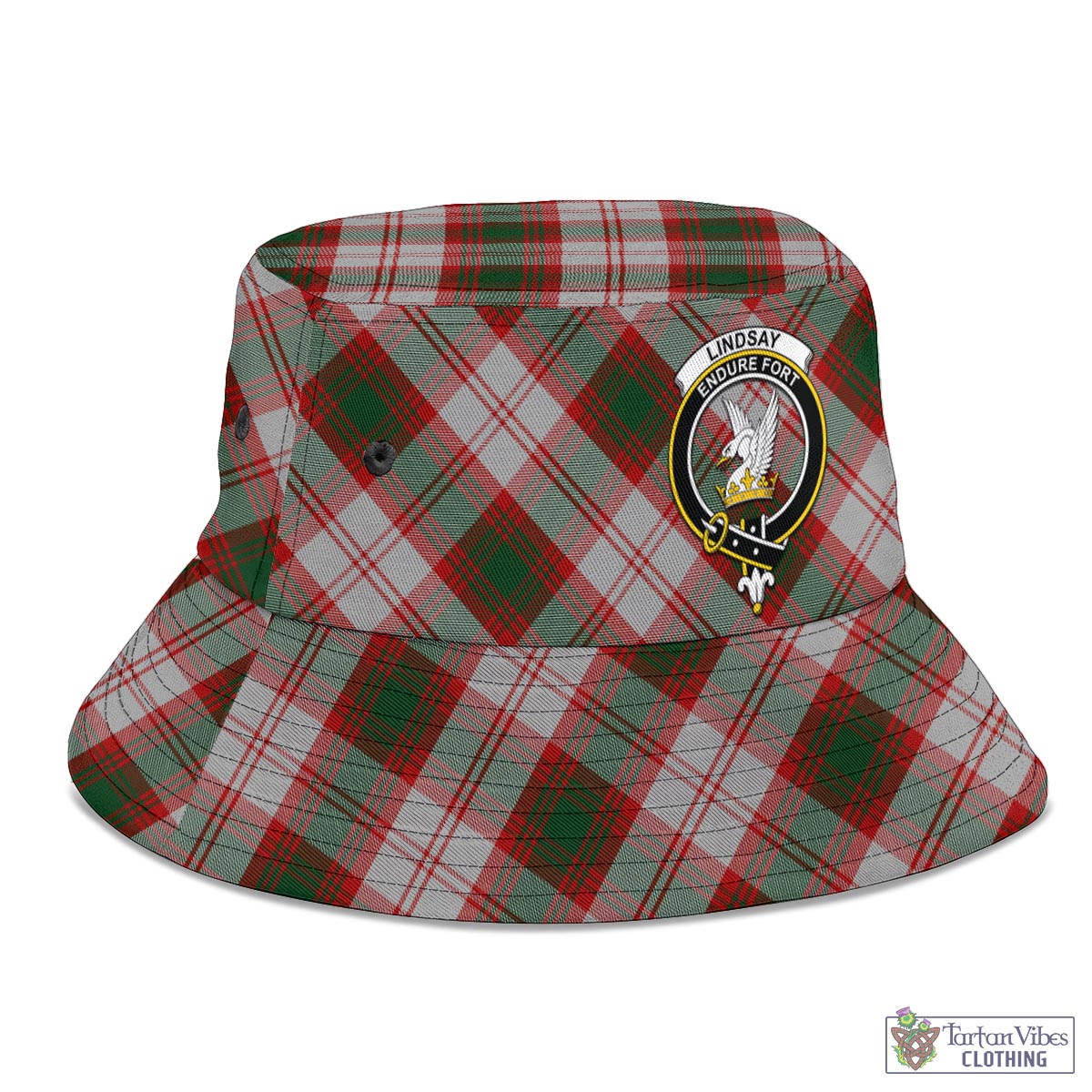 Tartan Vibes Clothing Lindsay Dress Red Tartan Bucket Hat with Family Crest