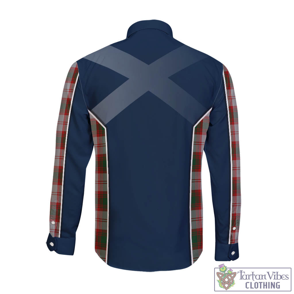 Tartan Vibes Clothing Lindsay Dress Red Tartan Long Sleeve Button Up Shirt with Family Crest and Scottish Thistle Vibes Sport Style