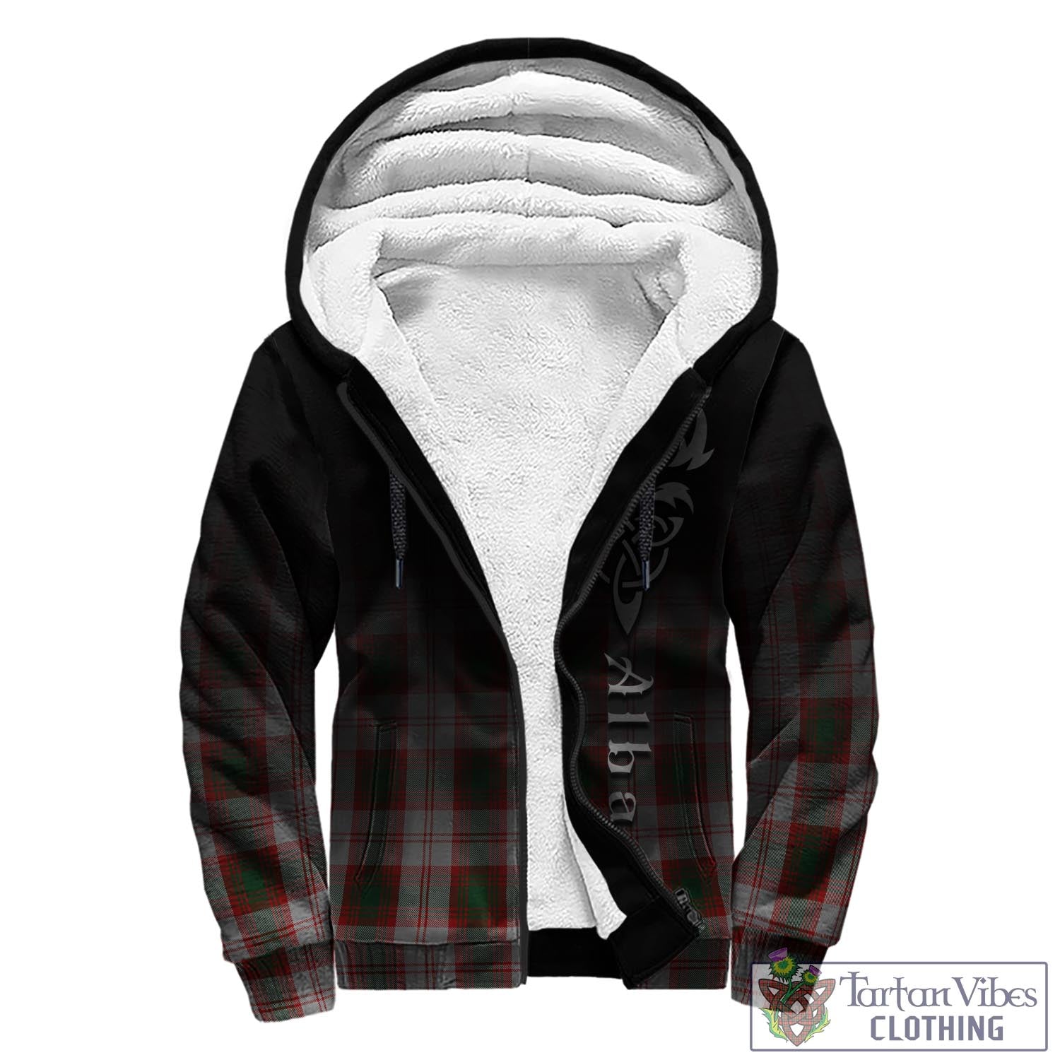 Tartan Vibes Clothing Lindsay Dress Red Tartan Sherpa Hoodie Featuring Alba Gu Brath Family Crest Celtic Inspired