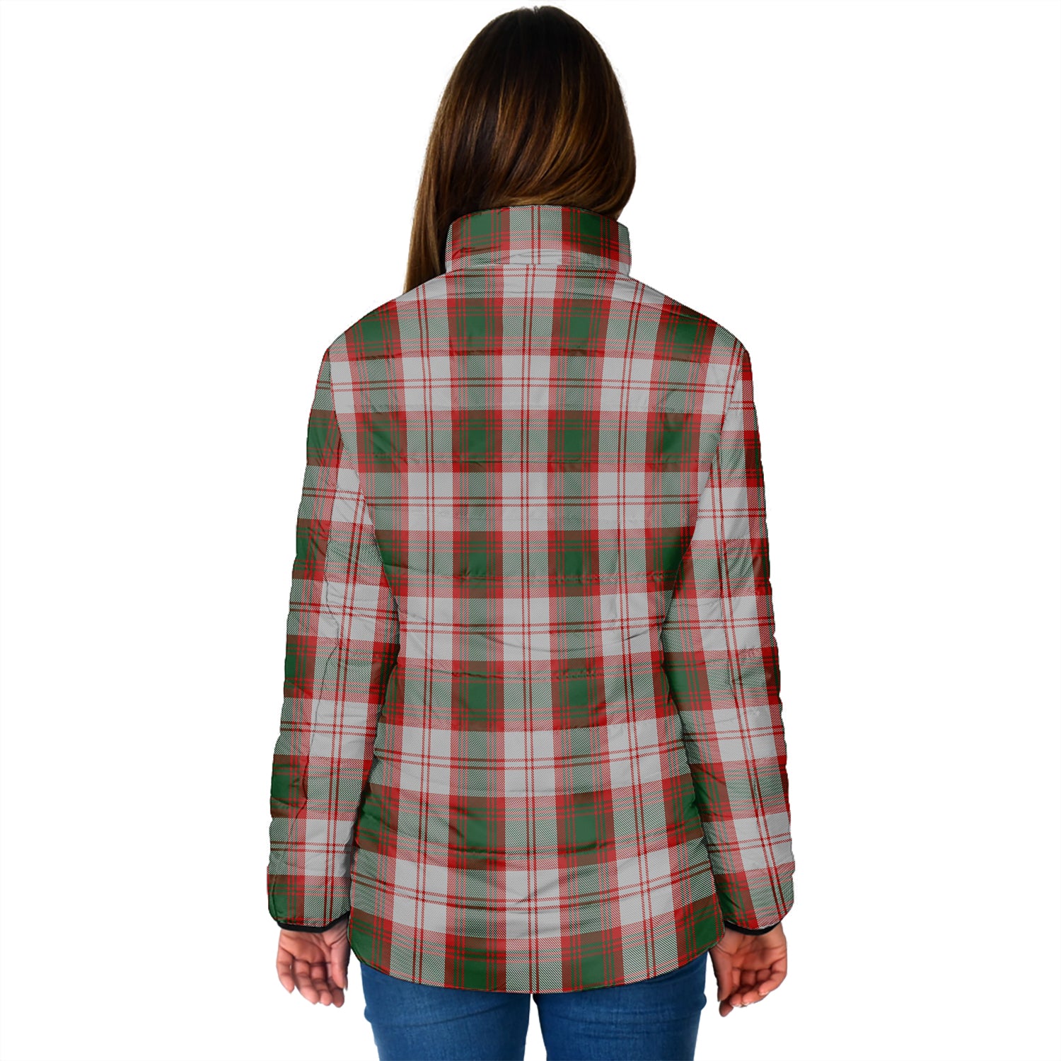 Lindsay Dress Red Tartan Padded Jacket with Family Crest - Tartan Vibes Clothing