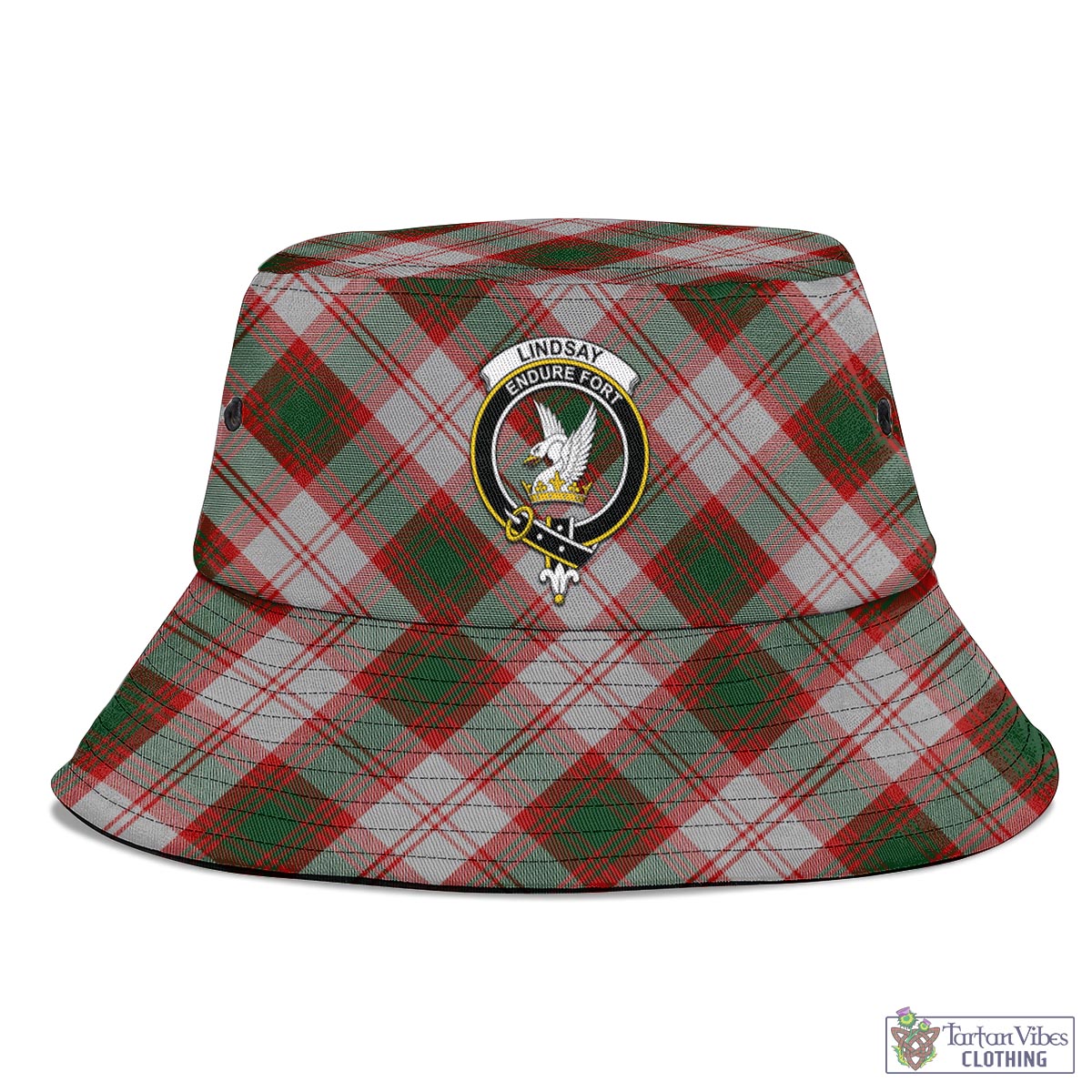 Tartan Vibes Clothing Lindsay Dress Red Tartan Bucket Hat with Family Crest