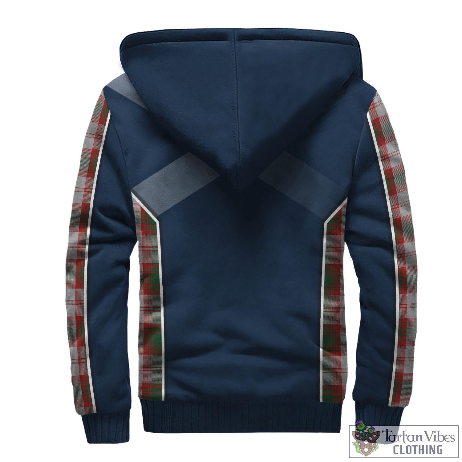 Tartan Vibes Clothing Lindsay Dress Red Tartan Sherpa Hoodie with Family Crest and Scottish Thistle Vibes Sport Style