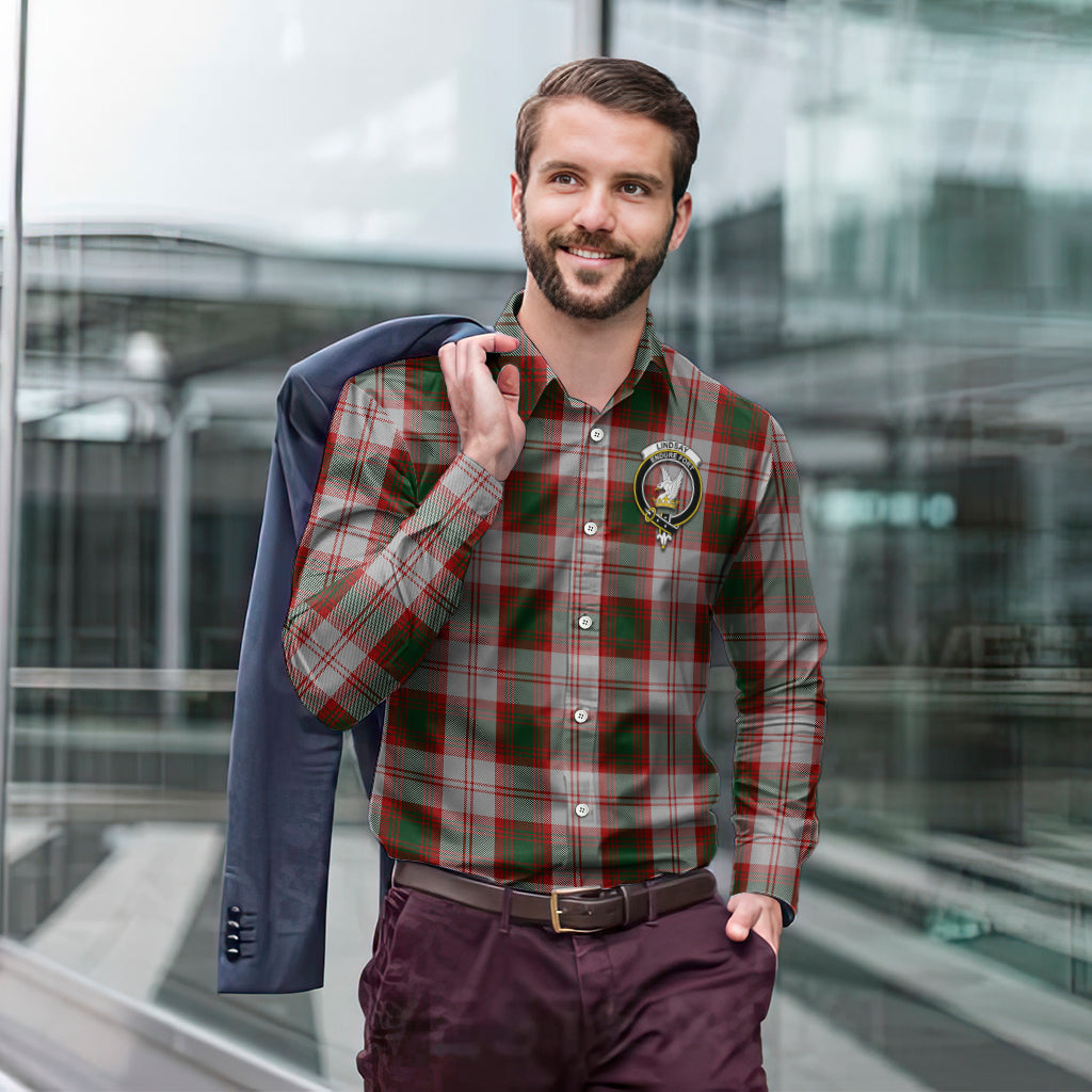 lindsay-dress-red-tartan-long-sleeve-button-up-shirt-with-family-crest