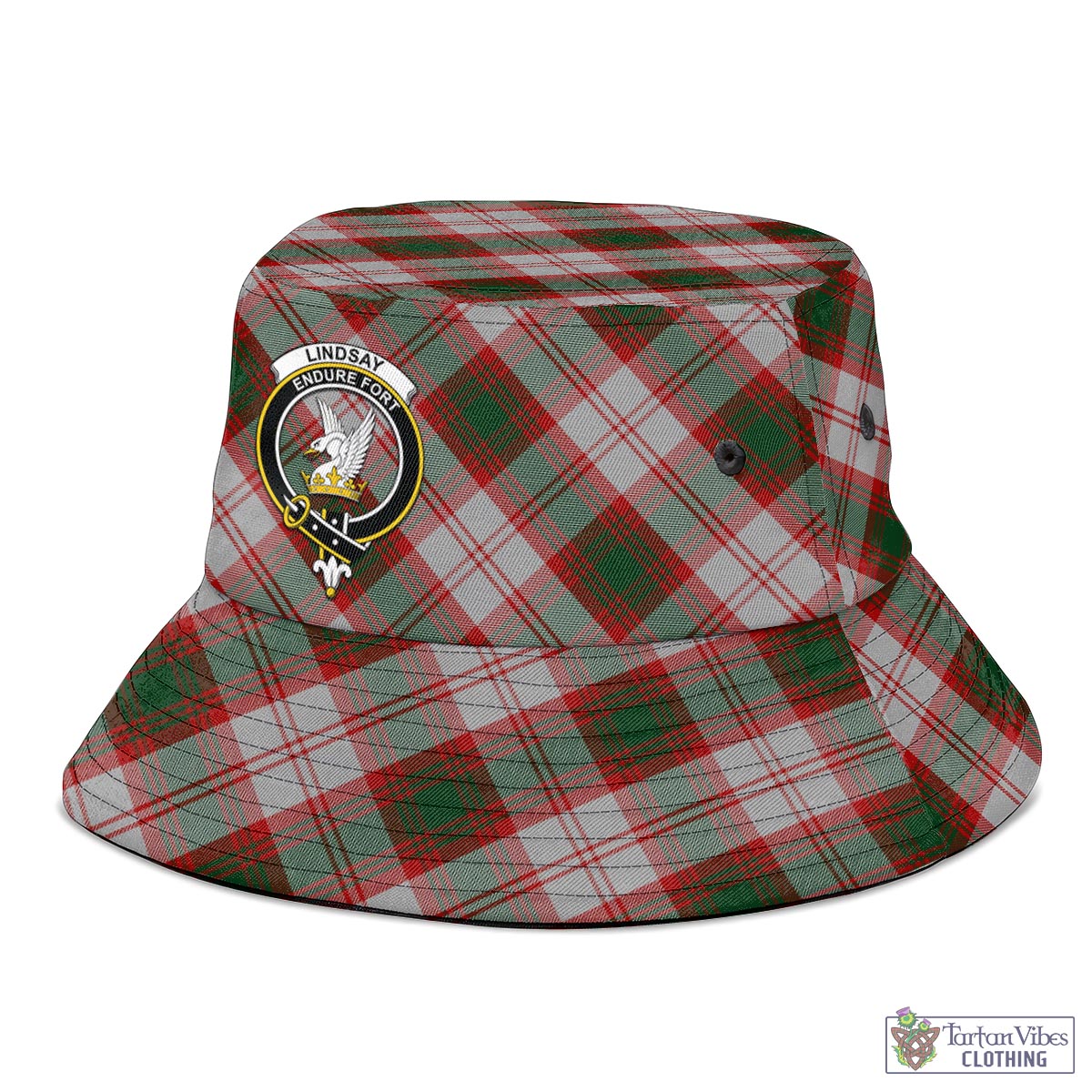 Tartan Vibes Clothing Lindsay Dress Red Tartan Bucket Hat with Family Crest