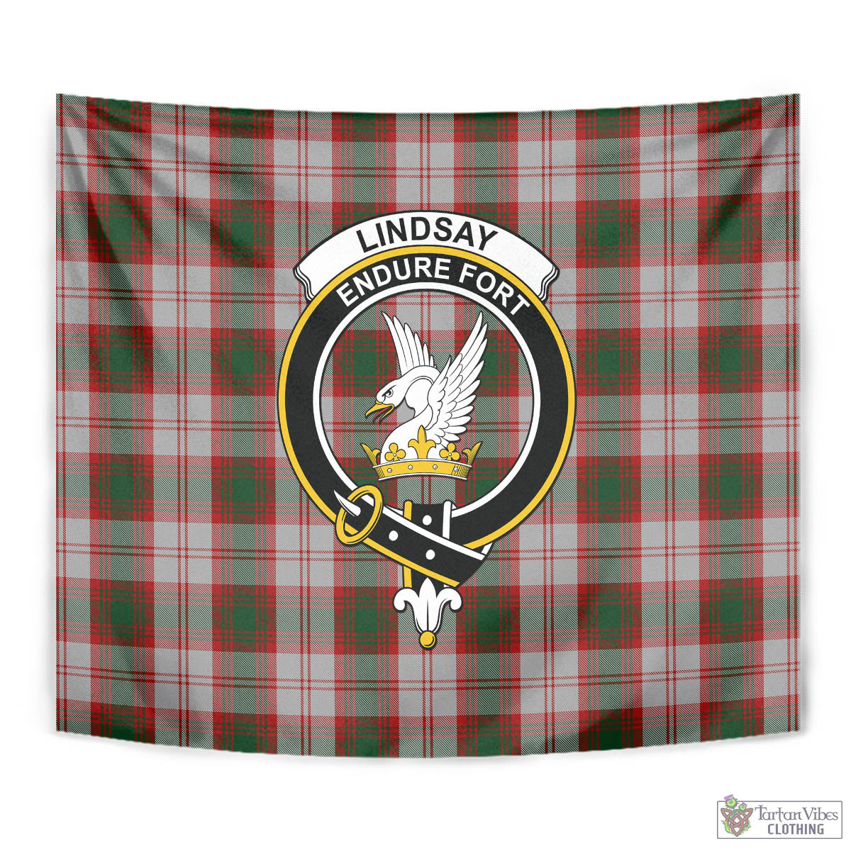 Tartan Vibes Clothing Lindsay Dress Red Tartan Tapestry Wall Hanging and Home Decor for Room with Family Crest