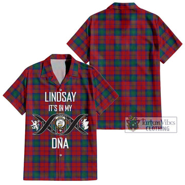 Lindsay Modern Tartan Short Sleeve Button Shirt with Family Crest DNA In Me Style