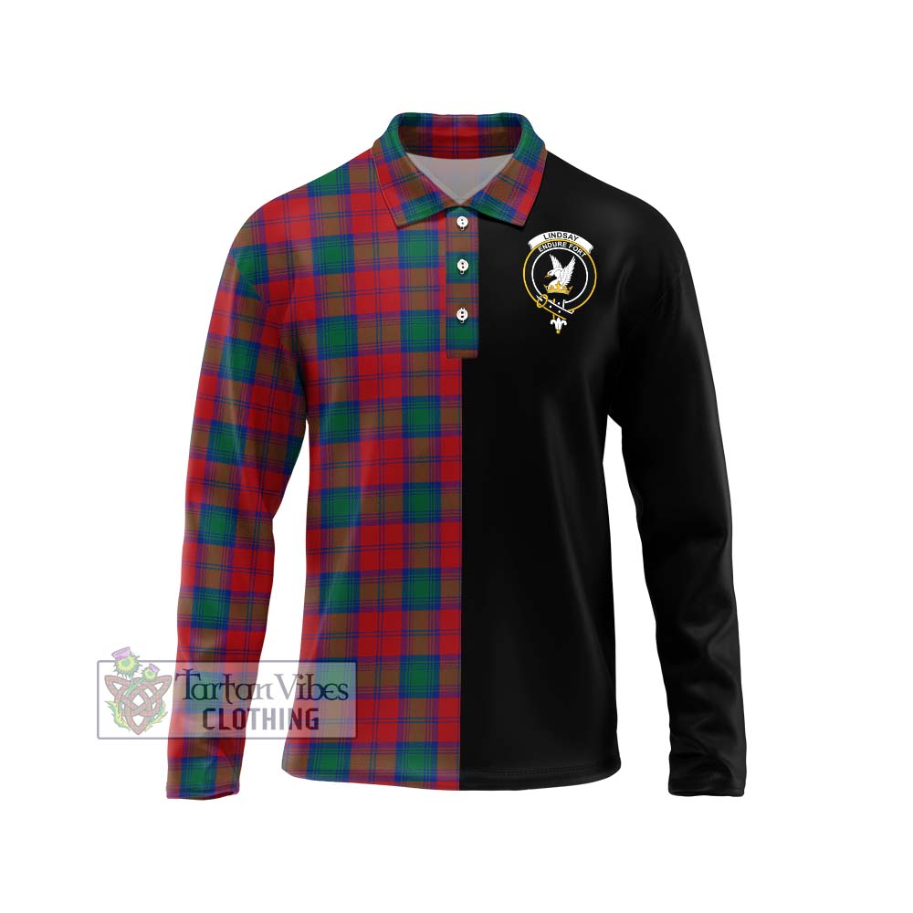 Tartan Vibes Clothing Lindsay Modern Tartan Long Sleeve Polo Shirt with Family Crest and Half Of Me Style