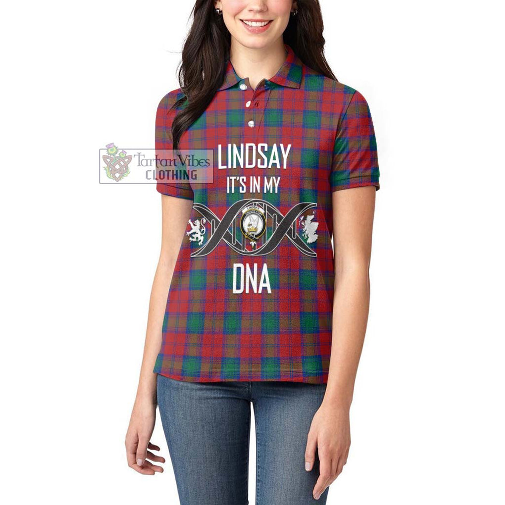 Lindsay Modern Tartan Women's Polo Shirt with Family Crest DNA In Me Style Women - Tartanvibesclothing Shop