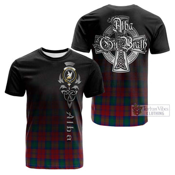 Lindsay Modern Tartan Cotton T-shirt Featuring Alba Gu Brath Family Crest Celtic Inspired