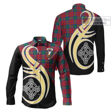 Lindsay Modern Tartan Long Sleeve Button Shirt with Family Crest and Celtic Symbol Style