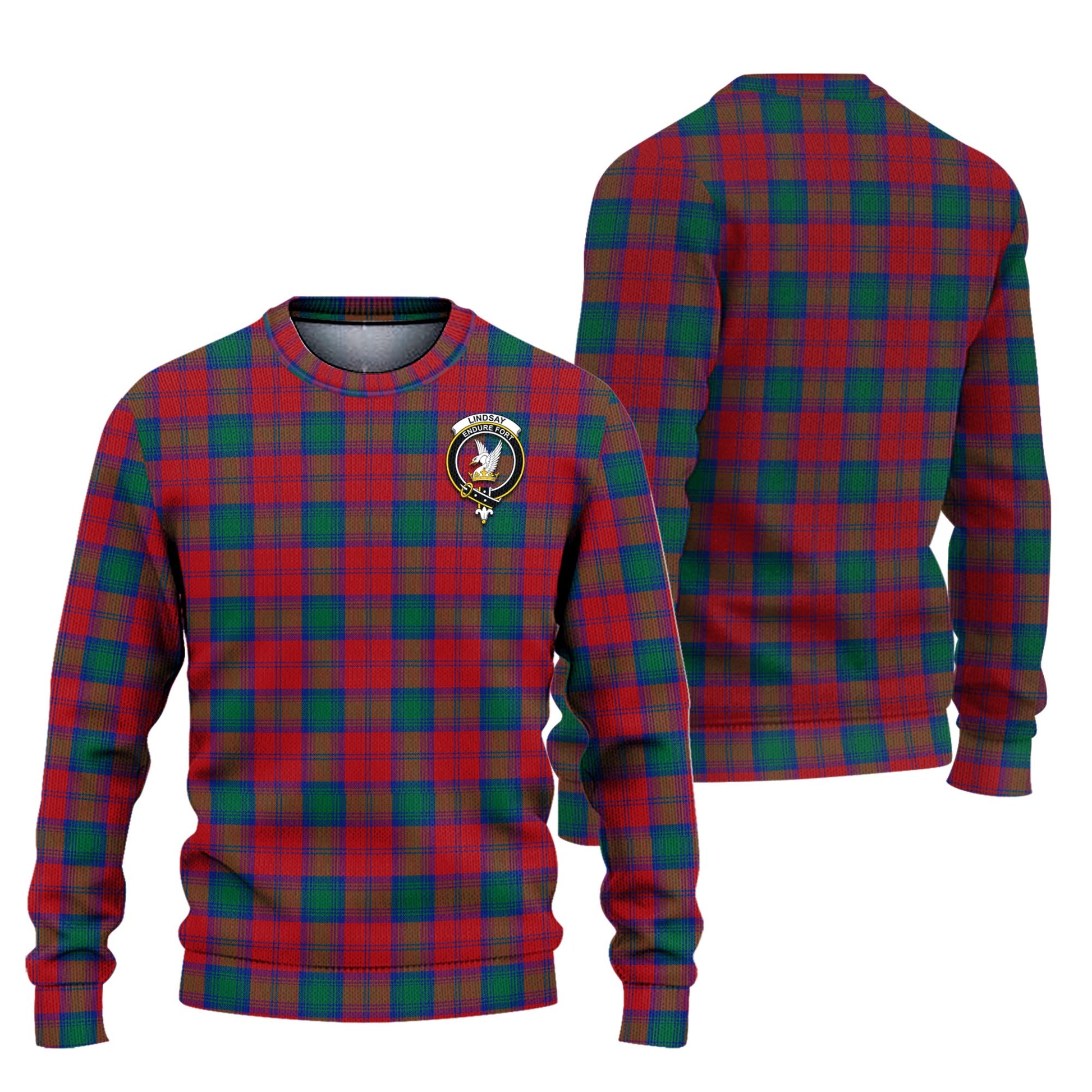 Lindsay Modern Tartan Knitted Sweater with Family Crest Unisex - Tartanvibesclothing