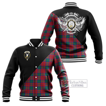 Lindsay Modern Tartan Baseball Jacket with Family Crest and Military Logo Style