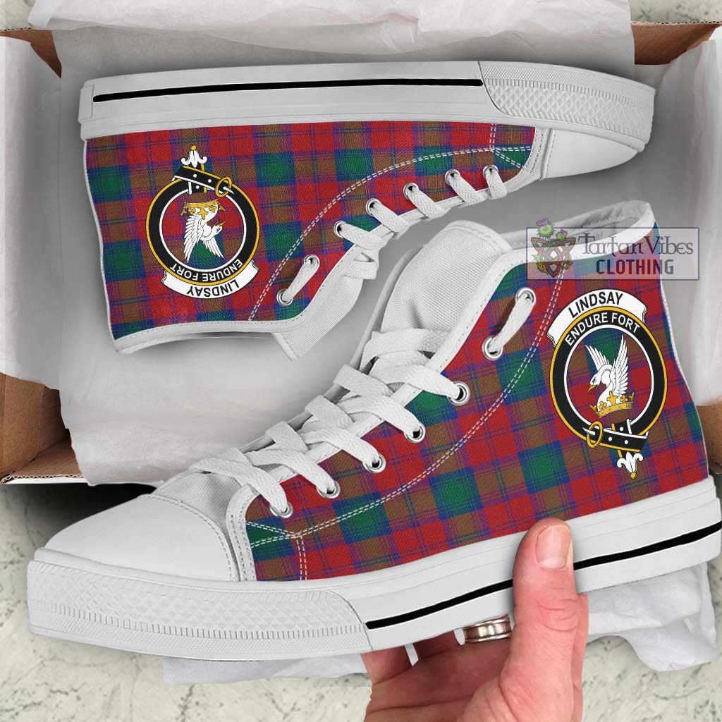 Tartan Vibes Clothing Lindsay Modern Tartan High Top Shoes with Family Crest