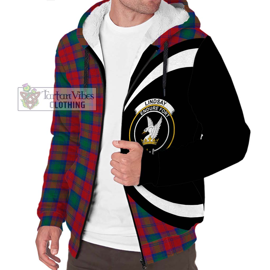 Lindsay Modern Tartan Sherpa Hoodie with Family Crest Circle Style Unisex S - Tartan Vibes Clothing