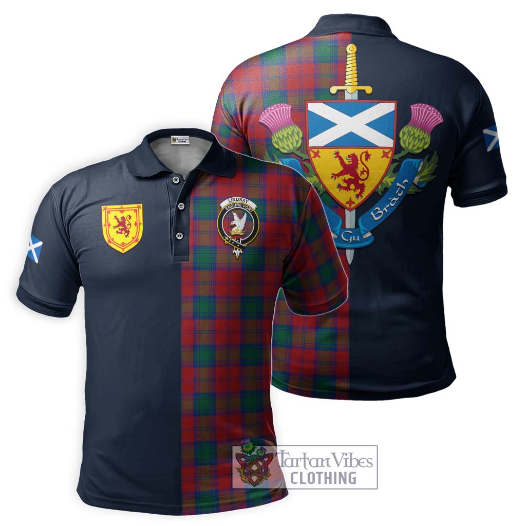 Tartan Vibes Clothing Lindsay Modern Tartan Polo Shirt with Scottish Lion Royal Arm Half Style