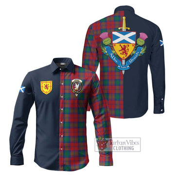 Lindsay Modern Tartan Long Sleeve Button Shirt Alba with Scottish Lion Royal Arm Half Style