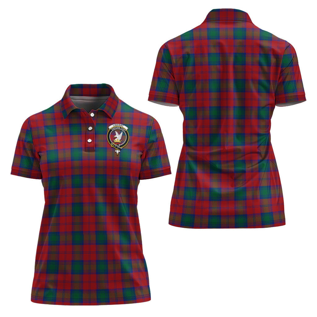 lindsay-modern-tartan-polo-shirt-with-family-crest-for-women