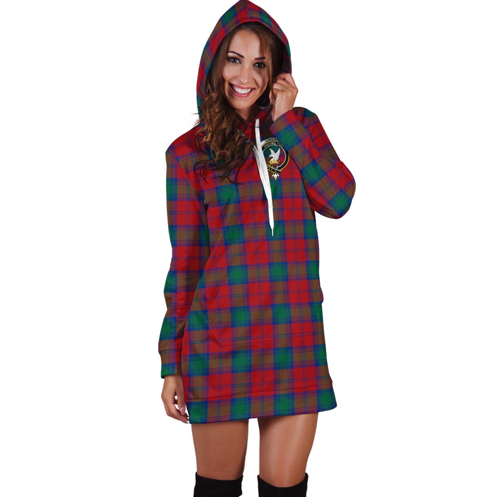 Lindsay Modern Tartan Hoodie Dress with Family Crest - Tartan Vibes Clothing