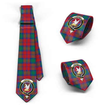 Lindsay Modern Tartan Classic Necktie with Family Crest