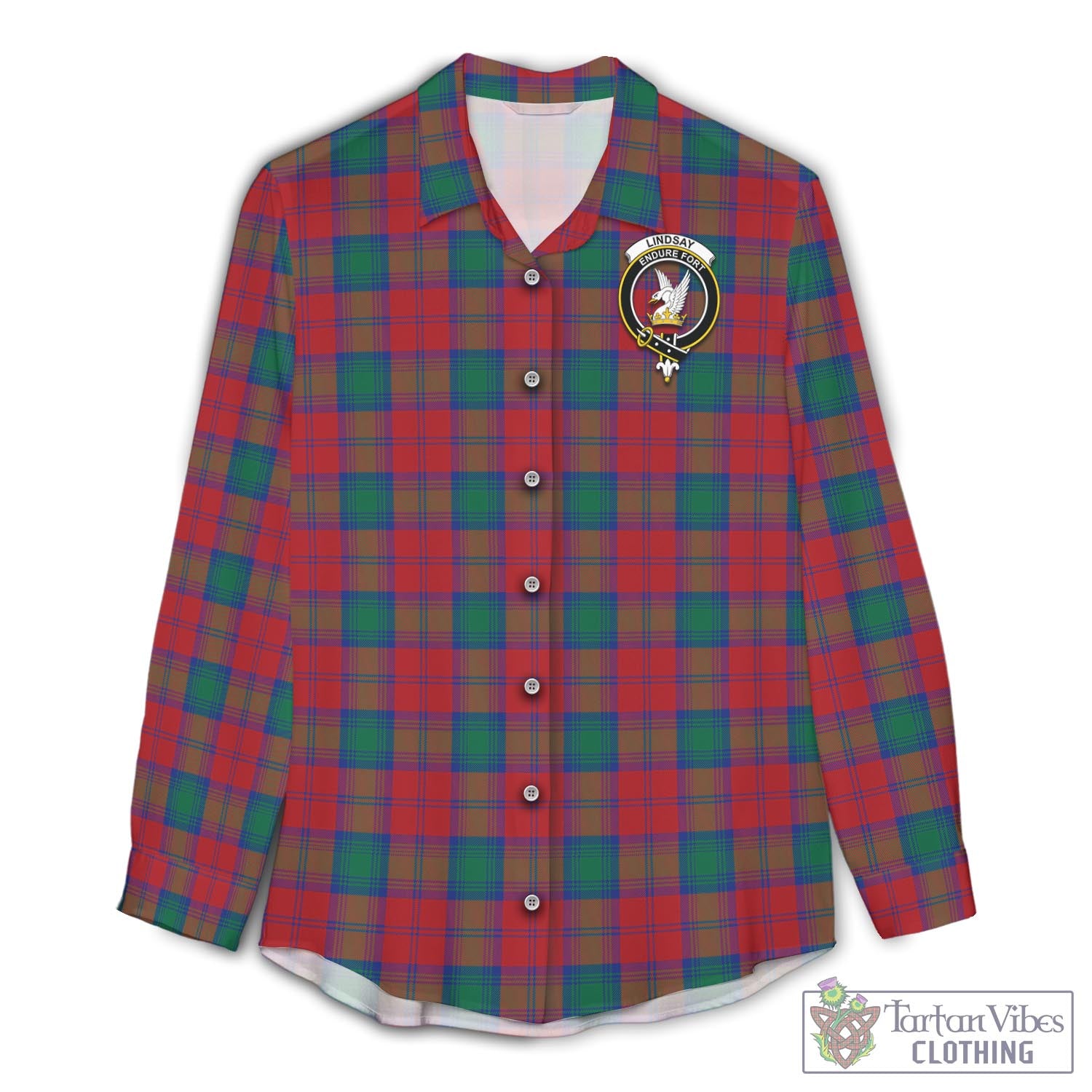 Tartan Vibes Clothing Lindsay Modern Tartan Womens Casual Shirt with Family Crest