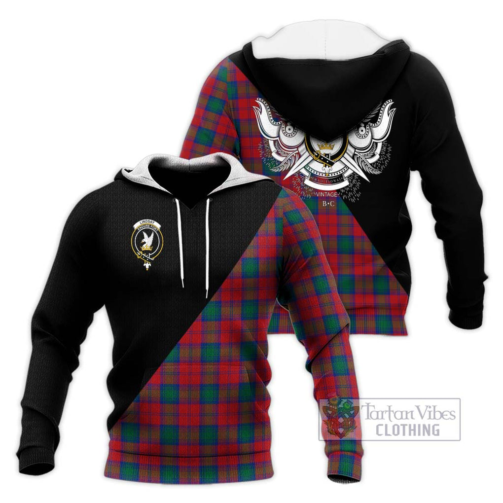 Lindsay Modern Tartan Knitted Hoodie with Family Crest and Military Logo Style Unisex Knitted Pullover Hoodie - Tartanvibesclothing Shop