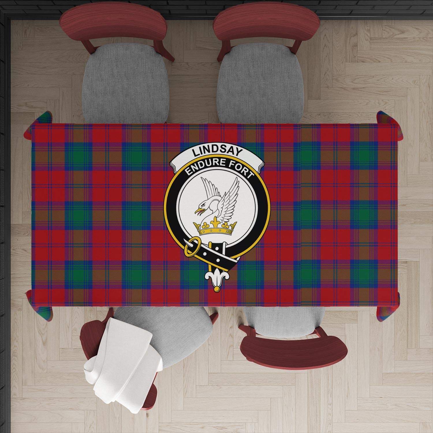 lindsay-modern-tatan-tablecloth-with-family-crest