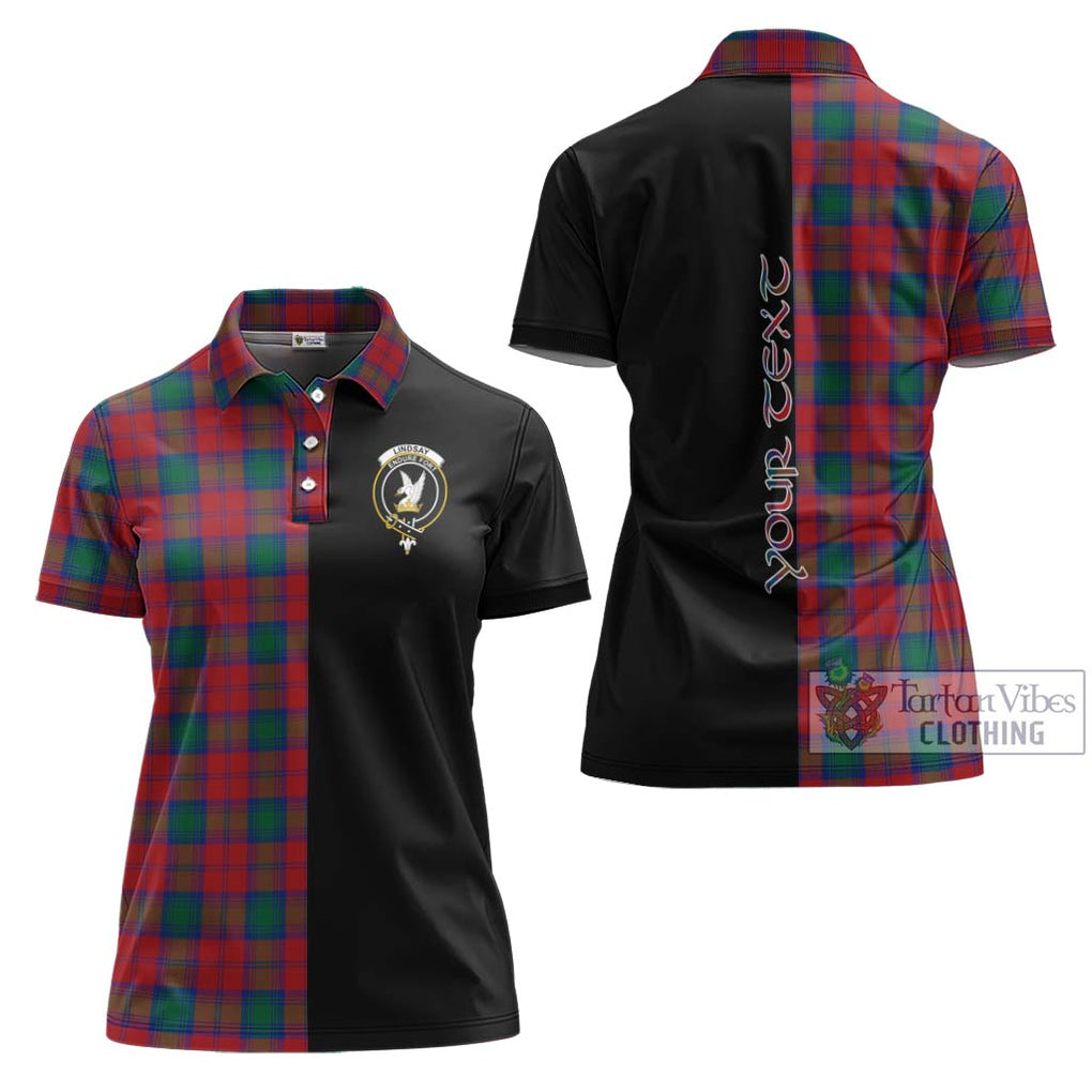 Lindsay Modern Tartan Women's Polo Shirt with Family Crest and Half Of Me Style Women - Tartanvibesclothing Shop