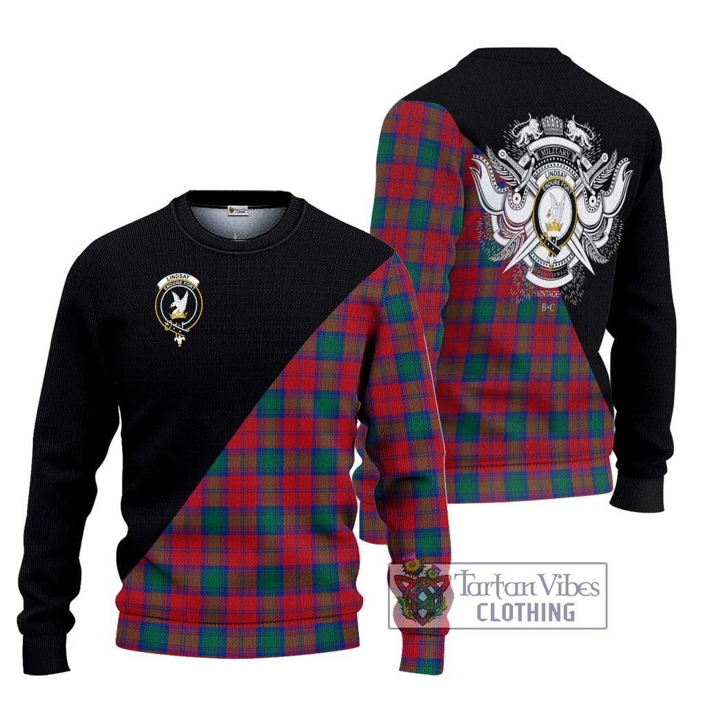 Lindsay Modern Tartan Knitted Sweater with Family Crest and Military Logo Style Unisex - Tartanvibesclothing Shop