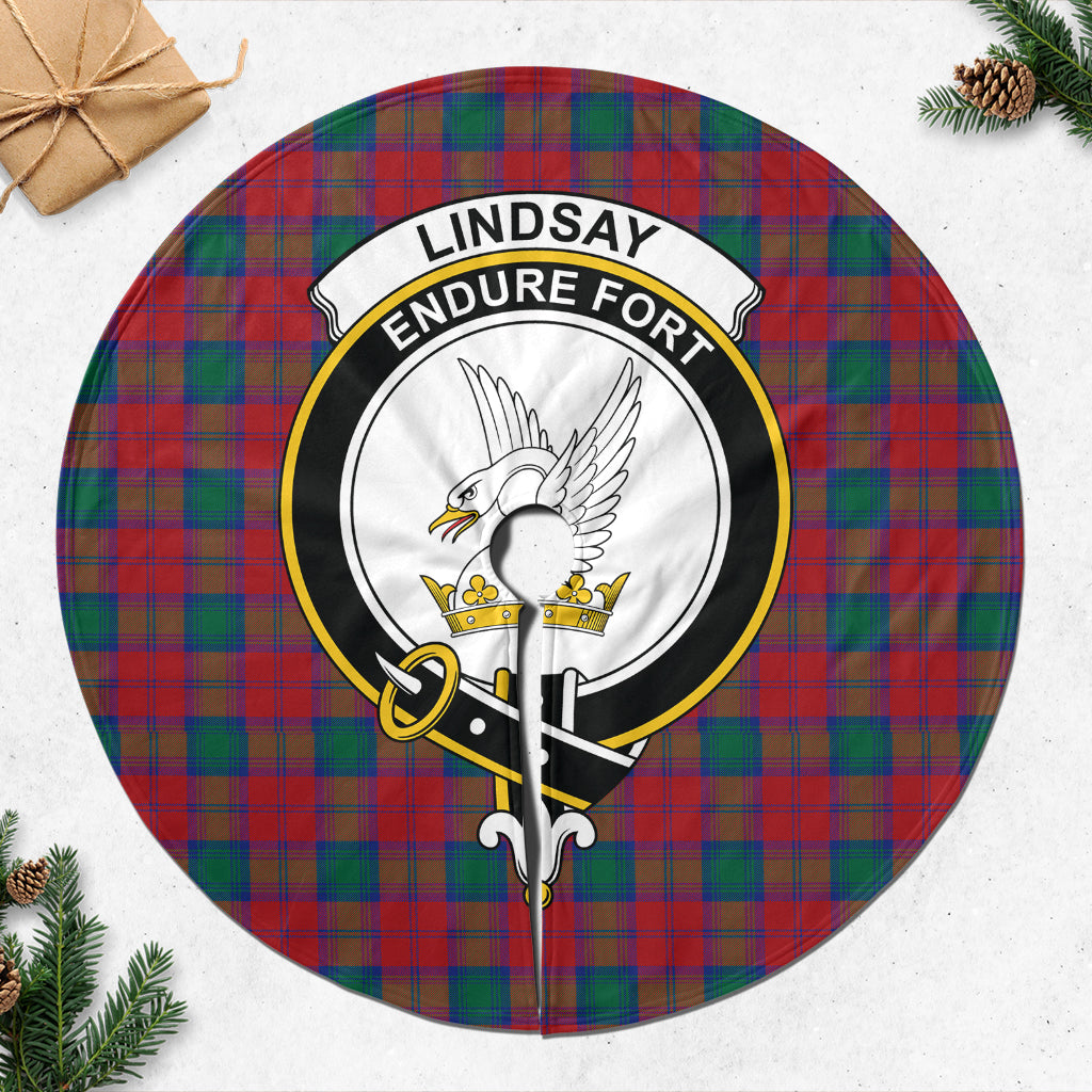 Lindsay Modern Tartan Christmas Tree Skirt with Family Crest - Tartanvibesclothing