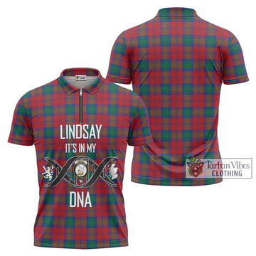 Lindsay Modern Tartan Zipper Polo Shirt with Family Crest DNA In Me Style