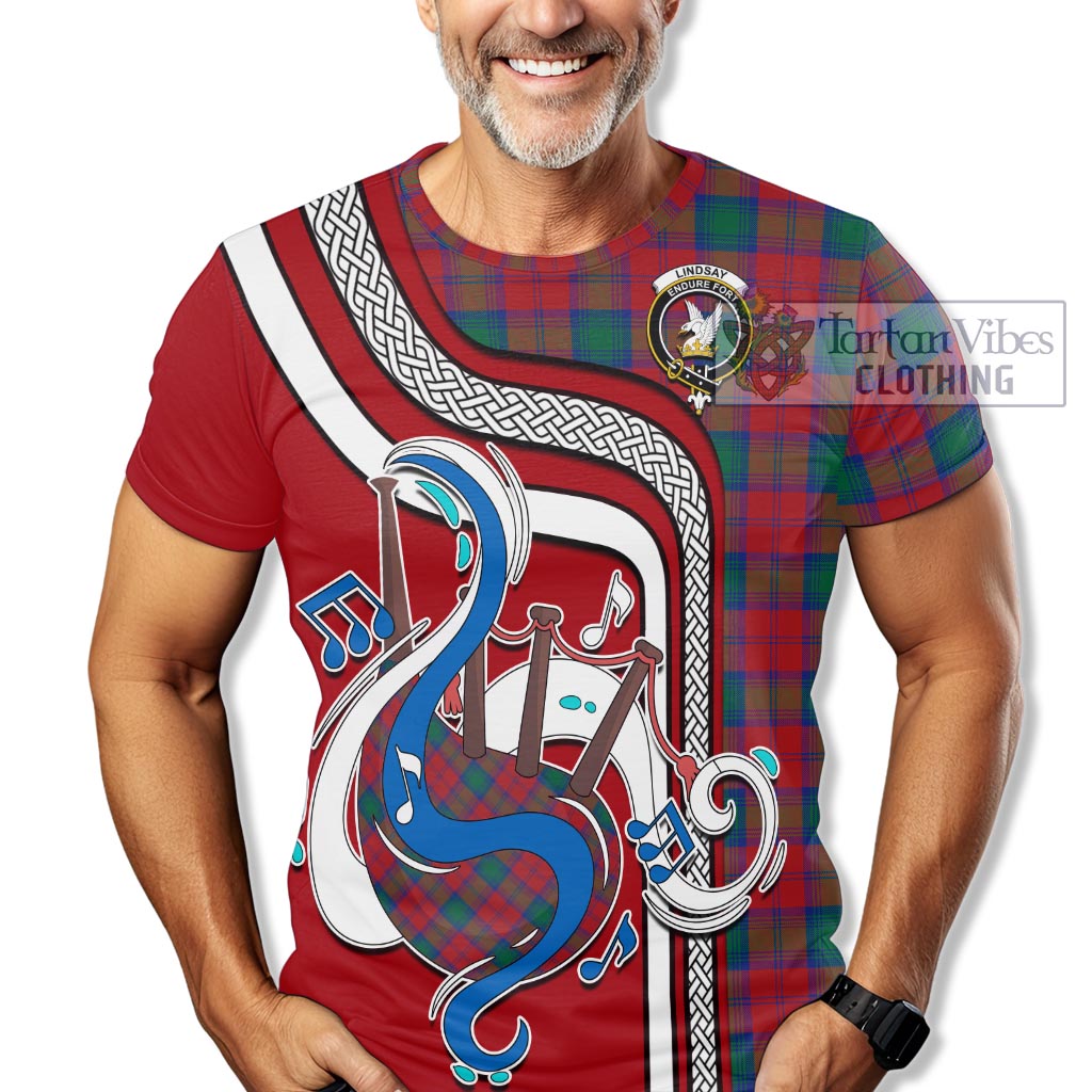 Tartan Vibes Clothing Lindsay Modern Tartan T-Shirt with Epic Bagpipe Style