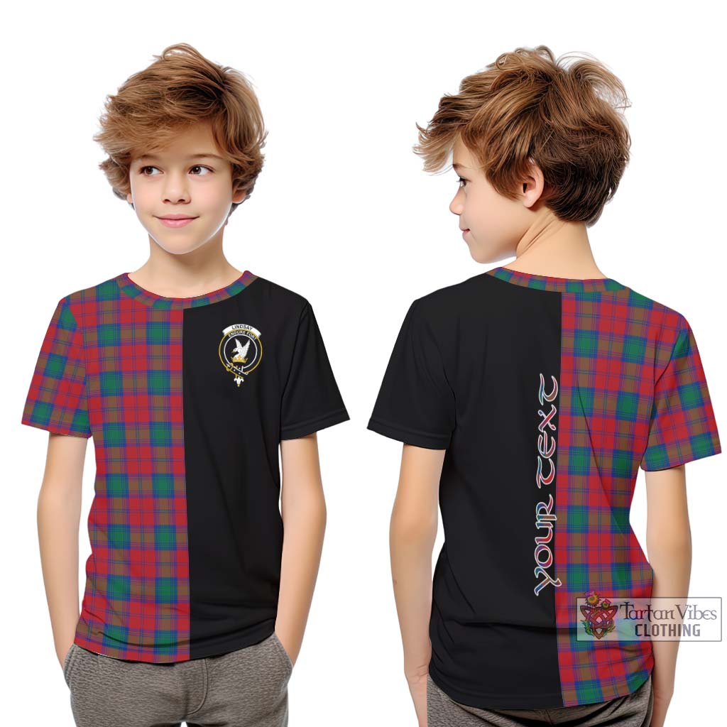 Tartan Vibes Clothing Lindsay Modern Tartan Kid T-Shirt with Family Crest and Half Of Me Style