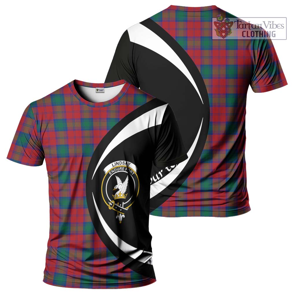 Tartan Vibes Clothing Lindsay Modern Tartan T-Shirt with Family Crest Circle Style