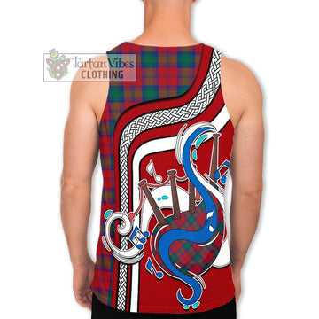 Lindsay Modern Tartan Men's Tank Top with Epic Bagpipe Style